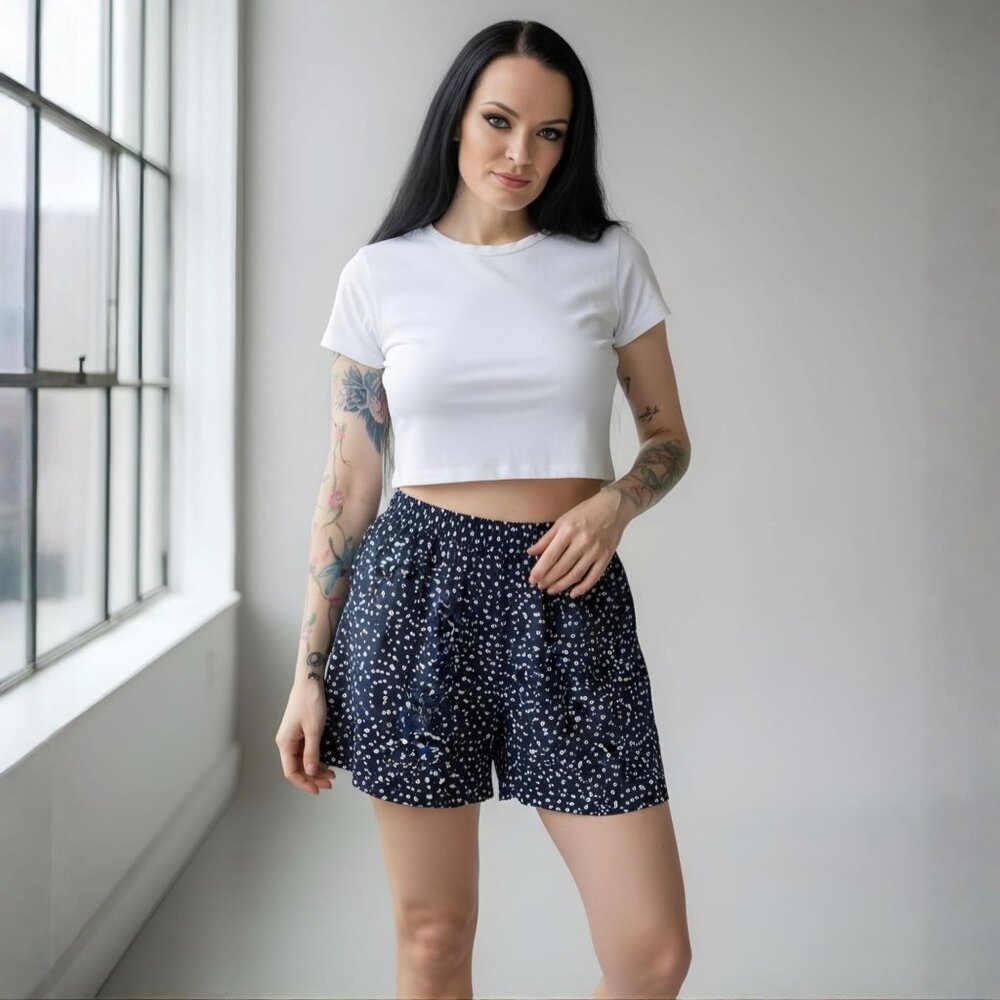 J.Crew Mercantile ✦ Navy White Polka Dot Shorts ✦ Elastic Drawstring Sz S